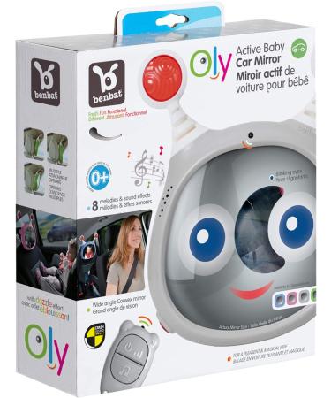 Benbat Oly Active Baby Car Mirror | Shatter-Proof, Rear Facing, Entertaining & Soothing | Adjustable Headrest Mirror with Remote Control - Grey - Buy Online on SooperMarket.com