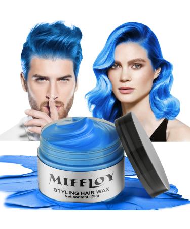 Blue Temporary Hair Color Wax 4.23 oz Instant Natural Hairstyle Cream Dye Washable Styling Pomades for Girls Women Youth Disposable Coloring Mud for Party Cosplay DIY Halloween