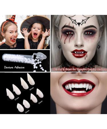 Go Ho Halloween Vampire Fangs & Black Lipstick Kit - 4 Sizes Cosplay Props | Perfect Accessories for Halloween Party Decorations - Buy Online on SooperMarket.com