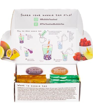 Vegan Milk Bubble Tea Kit Gift Set - 6 Servings with Mango & Melon Powders, Popping Boba, Paper Straws - By The TeaShed - Buy Online on SooperMarket.com