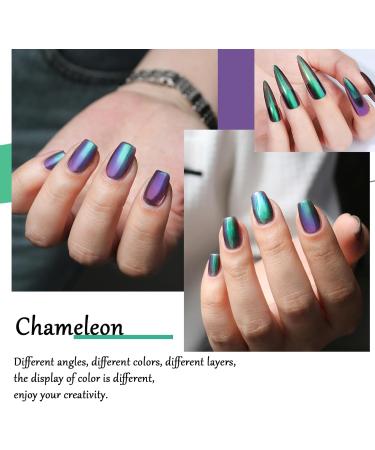 Chameleon Nail Polish - Holographic Glitter Nail Polish - Shimmer Chrome Nail Art Varnish - Quick Dry Nail Varnish - Long-lasting Nail Polish for Manicure DIY at Home - No Need Baking green - Buy Online on SooperMarket.com