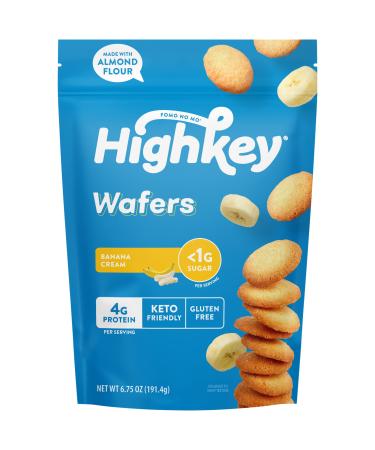 HighKey Sugar Free Cookies Banana Cream Wafer - 6.75oz Keto Snack 1-Pack Low Carb Snacks Gluten Free Wafers Almond Flour Dough Diet Friendly Food Diabetic Desserts Treats Vanilla Healthy Cookie SF GF