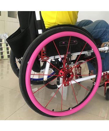 Wheelchair Rear Wheel Cover Protective Sleeve Wheelchair Push Rim Covers Wheelchair Rear Wheel Improve Grip and Traction (Color : Pink Size : 24inch) 24inch Pink