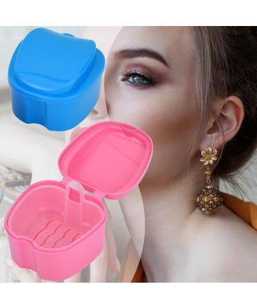 Denture Box Retainer Case Denture Storage Bath Box Denture Holder Box Cleaning Box Lightweight and Portable Cleaning Box with Filter (M Blue) M Blue - Buy Online on SooperMarket.com