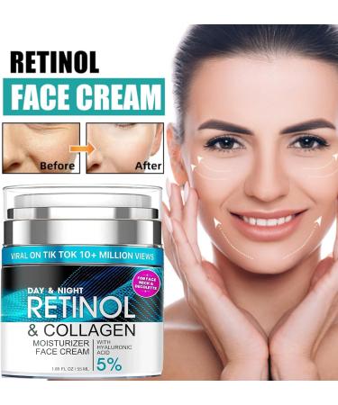 Retinol Cream for Face Advanced Retinol Collagen Cream for Face with 5% Hyaluronic Acid Anti-Aging Retinol Cream Anti-Wrinkle Reduce Fine Lines Lifting and Firming Cream 24-Hour Face Care 55ml - Buy Online on SooperMarket.com