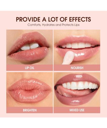 2Pack Hydrating Lip Glow Oil - Plumping Lip Tint, Glossy Balm Set - Strawberry + Cherry - Buy Online on SooperMarket.com