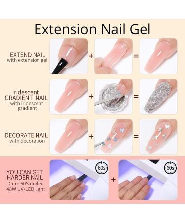 UR SUGAR Poly Gel Nails Set | 6 Colors Nail Extension Builder Gel Kit with Base & Top Coat | DIY Manicure at Home | Glitter Nude & Clear Polygel - Buy Online on SooperMarket.com
