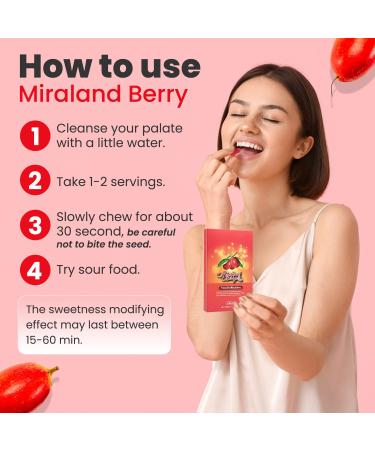 MiralandBerry Freeze Dried Miracle Fruit 10 Whole Premium Berries - Taste Tripping Party Essential, Cut Sugar Intake & Turn Sour Foods Sweet - 0.07oz Pack - Buy Online on SooperMarket.com