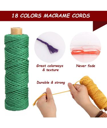 3mm x 594 Yards Macrame Cord Kit | Natural Colored Cotton Rope Set for DIY Macrame Projects | 18 Rolls Variety Pack with Jute Twine String | Ideal for Wall Hangings and Plant Hangers - Buy Online on SooperMarket.com