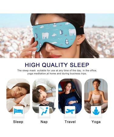 Haskirky Light Blocking Eye Mask - Adjustable Adult Men and Women Travel Mask for Business Trips, Yoga, Meditation - Penguins and Polar Design - Deep Sleep Comfort - Buy Online on SooperMarket.com
