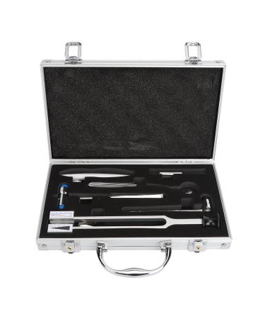 Hammer Diagnostics Kit Temperature Sensor Aluminum Alloy Penlight Tuning Fork Hammer with Storage Case for Patient