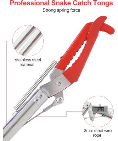 ZOTO 47" Snake Grabber Tool Collapsible Snake Catcher Tongs Professional Reptile Grabber Rattle Wide Jaw Handling Tool with Lock for Rattlesnake Red - Buy Online on SooperMarket.com