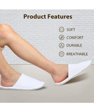 Anmerl Spa Slippers for Men and Women - Premium Bulk Hotel Slippers | Breathable Soft Cotton House Guest Slippers - Non Slip | Washable & Reusable - 10 Pairs (White) - Buy Online on SooperMarket.com
