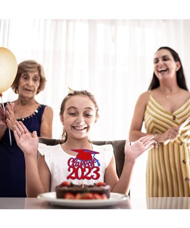 Rsstarxi 1 Pack Congrats Class of 2023 Cake Topper Glitter Class of 2023 Grad Cap Cake Pick Decoration for High School College 2023 Graduation Theme Party Cake Decorations Red Style 8 Red - Buy Online on SooperMarket.com