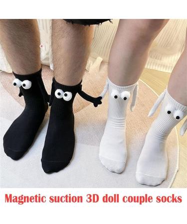 Couple Holding Hands Funny Magnetic 3D Doll Couple Socks - Unisex Mid-Tube Socks (White) - Buy Online on SooperMarket.com