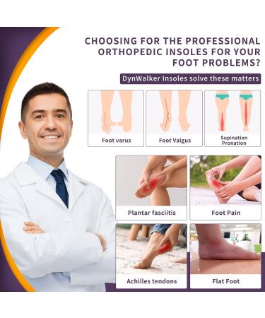 DynWalker Memory Foam Insoles for Plantar Fasciitis & Foot Pain Relief - XXS (Women 4.5-5) - Buy Online on SooperMarket.com