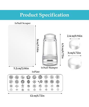 Nail Art Stamper Set - 1 Pc Silicone Nail Art Stamper with 2 Pcs French Nail Stamper Head 1 Nail Stamping Plate and 1 Scraper Manicure Tools Kit for Home Salon DIY Nail Art Decor - Buy Online on SooperMarket.com