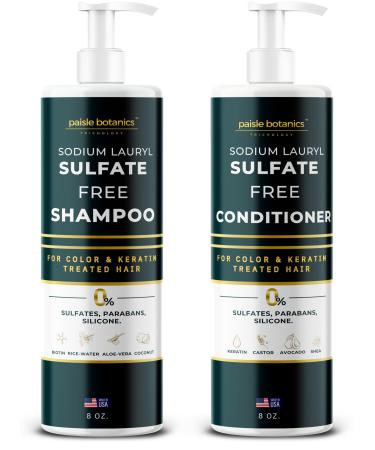 Sodium Lauryl Sulfate Free Shampoo and Conditioner Set Sulfate Free Shampoo and Conditioner For Color Treated Hair ALL NATURAL Women & Men Shampoo and Conditioner SLS Paraben and Sulfate Free Shampoo