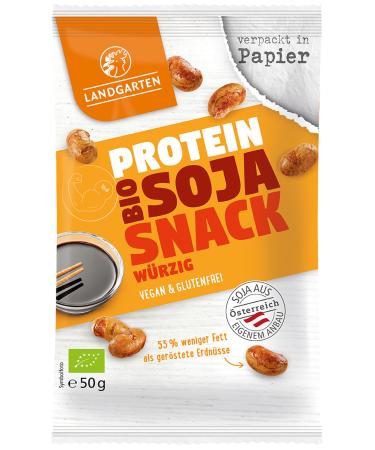 Landgarten Organic Soya Snack Spicy | Protein-rich snack for on the go | 50 g (1 pack)