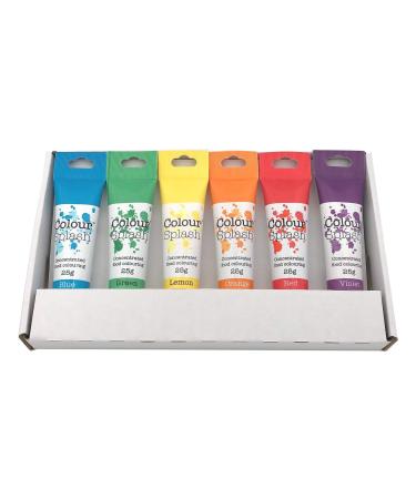 Colour Splash Food Colouring Gel Rainbow Colours 6 Set supplied in shrink wrapped retail gift box with window Easy to Use Squeezy Tubes Transform Plain Cakes Into Bright Eye-Catching Creations