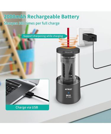 Electric Pencil Sharpener  AFMAT Regargeable Pencil Sharpener Hands-Free  Fully Automatic Pencil Sharpener for 6-7.8mm Colored Pencils  Fast Sharpening  No Uneven Tips  Ideal for Short Pencils Black - Buy Online on SooperMarket.com