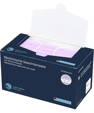 Dustpirate Curt Maria Medical Face Masks - 50 Pack 3-Layer Lilac 100% Made in Germany Surgical Mouth Protection - International Shipping Available - Buy Online on SooperMarket.com