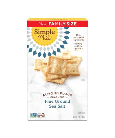 Simple Mills Almond Flour Crackers, Family Size, Fine Ground Sea Salt - Gluten Free, Vegan, Healthy Snacks, 7 Ounce (Pack of 1) Fine Ground Sea Salt 7 Ounce (Pack of 1)