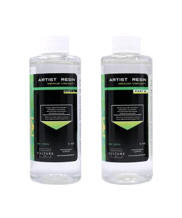 Counter Culture DIY Clear Artist Resin Medium Viscosity 8 oz Kit Art Epoxy Supplies for Metallic Stains Acrylic 100% Solids Easy Coat No VOCs Scratch UV Heat Resistant to 500 Degrees