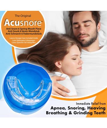 The Original Acusnore Anti Snore 6 Spring Mouth Piece Guard With Anti Bacterial Storage Case Included- Immediate Relief From Apnea Snoring Heaving Breathing & Grinding Teeth- Patented Design - Buy Online on SooperMarket.com