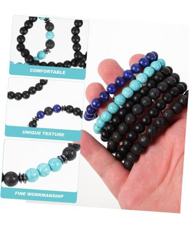Healvian 12 Pcs Volcanic Stone Bracelet Set - Anti Nausea & Motion Sickness Jewelry for Women - Obsidian Magnetic Therapy Anklet & Wrist Chain - Assorted Colors - Buy Online on SooperMarket.com