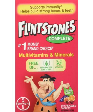 FLINTSTONES Complete Chewable Multivitamin for Kids Aspartame-Free with Vitamin A C6 B12 C D e & Calcium 80 count