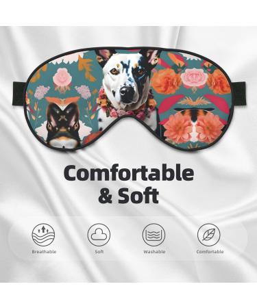 SSIMOO Cattle Dog Floral Print Double-Sided Eye Mask | Soft Light Blocking Sleep Mask for Enhanced Sleep Quality - International Shipping Available - Buy Online on SooperMarket.com