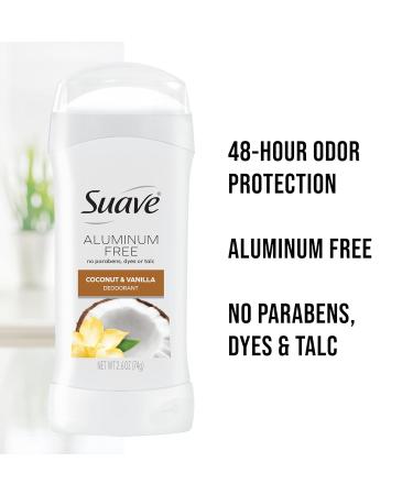 Suave Aluminum-Free Deodorant Variety 2-Pack Coconut & Vanilla + Rose Petal & Jasmine 48H Odor Protection Free of Parabens Dyes & Talc 2.7 Oz Ea - Buy Online on SooperMarket.com