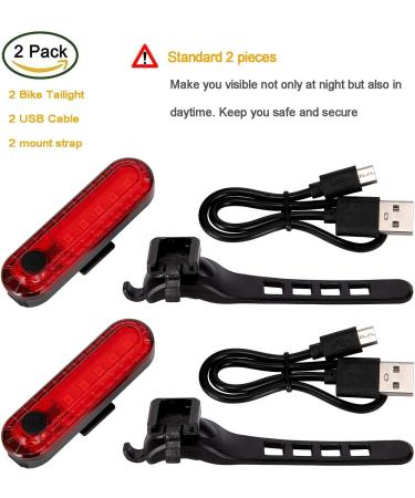 USB Rechargeable Bright Bike Tail Lights - 4 Light Modes - Easy Install - 2 Pack - Buy Online on SooperMarket.com