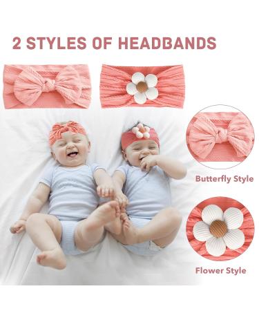 Uwiyo 6-Pack Baby Turban Headband Set | Soft Nylon Flower Loop Hairbands for Newborns & Toddlers - Buy Online on SooperMarket.com