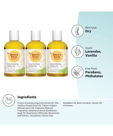 Burt's Bees Baby Oil 4 Fl Oz (Pack of 3) - Nourishing 100% Natural Skin Care - Buy Online on SooperMarket.com