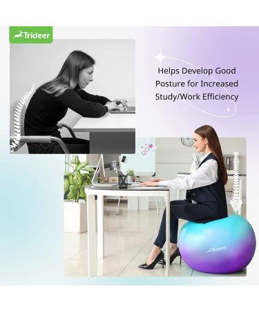 Trideer Dreamy Exercise Ball 65cm - Yoga Ball for Home Gym, Desk Chair - Fitness & Physical Therapy - Quick Pump Included - Buy Online on SooperMarket.com
