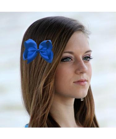 2 Pcs Blue Ribbon Hair Bow Clips Barrettes - Hair Styling Accessories for Girls & Women - Perfect for Christmas, Wedding, Birthday, Valentine's Day - 6 Inch - Buy Online on SooperMarket.com