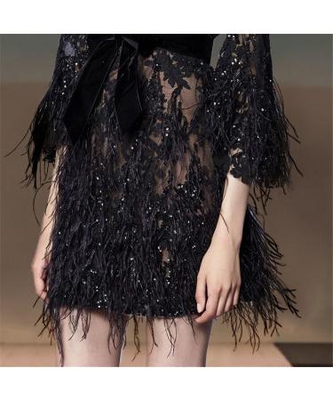 FQTANJU 2 Yards Black Ostrich Feather Fringe Trim Ribbon for Sewing, Crafts, and Clothing DIY - Buy Online on SooperMarket.com