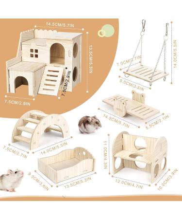6-Piece Wooden Hamster Toy Set | Safe & Fun Hiding Houses for Hamsters Chinchillas Guinea Pigs & Rabbits - Buy Online on SooperMarket.com