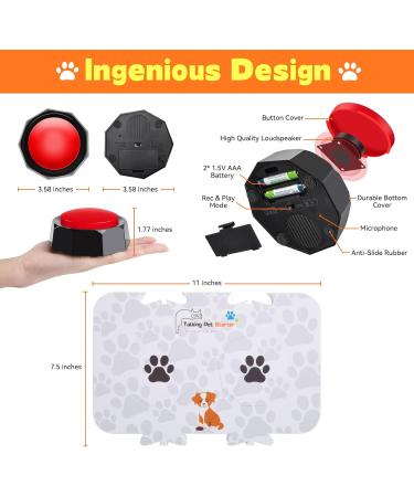 Dog Recordable Training Buttons Set of 6 Colors Dog Training Buzzer Dog Talking Buzzers Button with 25 Stickers and 3 Mats Louder Clearer Record & Playback Message for Communication&Training - Buy Online on SooperMarket.com