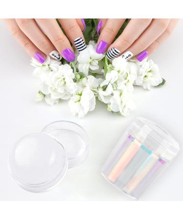 2 Nail Stamp Kit - Silicone French Nails & Clear Jelly Nail Art Stamper | DIY Creative Nail Tools for Perfect Manicure - Buy Online on SooperMarket.com