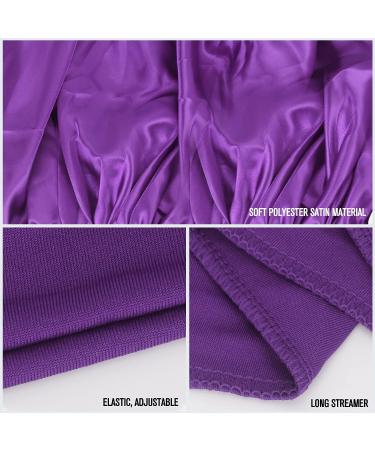 Classycoo 2PCS Large Satin Sleep Bonnet Set - Adjustable Silk Bonnet for Women and Men | Black + Purple - Buy Online on SooperMarket.com