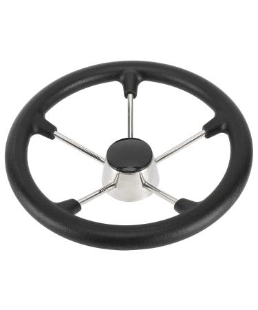 NovelBee 13-1/2 Inch Stainless Steel 5 Spoke Boat Marine Destroyer Steering Wheel with Black PU Foam