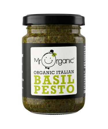 Mr Organic - No Added Sugar Basil Pesto 130g - Deliciously Natural & Organic Basil Pesto Perfect for Pasta Sandwiches and More - Non-GMO and Gluten-Free