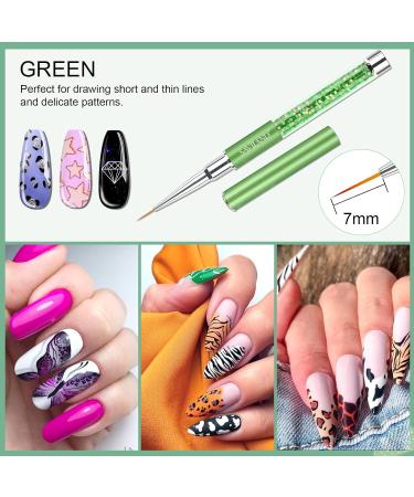 Saviland 6Pcs Nail Art Liner Brush Set with Crushed Diamond Rhinestone Handle - Sizes 7/9/11/13/15/21mm - Ideal for Nail Design and Painting - NO.1 Nail Art Brushes - Buy Online on SooperMarket.com
