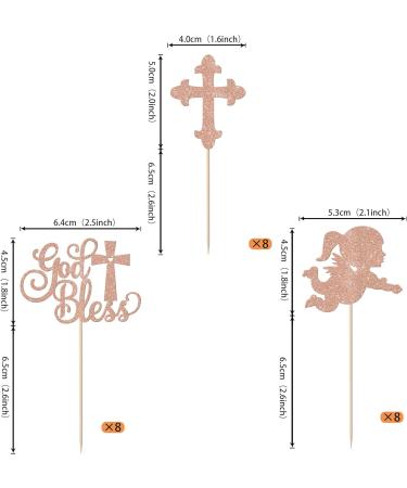 Rsstarxi 24 Pack God Bless and Cross Cupcake Toppers Angel Christening Babyshower Girl Baptism Cupcake Picks Decoration for First Communion Baptism Party Cake Decorations Rose Gold Design 10 Rose Gold - Buy Online on SooperMarket.com