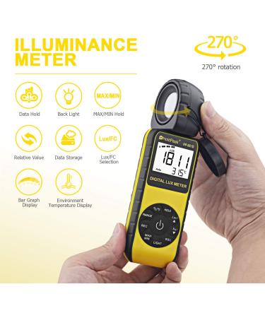 HOLDPEAK HP-881D Digital Lux Meter 2PCS | 1-400,000 Lux Measuring Range | For LED Lights, Plants, Indoor, Outdoor | Lumen Meter & Illuminometer - Buy Online on SooperMarket.com