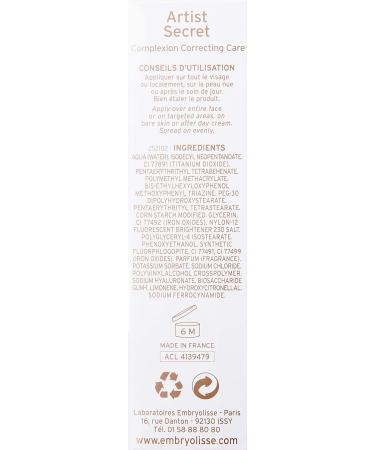 Embryolisse Artist Secret CC Cream SPF20 30ml - Anti-Redness & Color Correcting Hydrating Formula for Natural Glow - Buy Online on SooperMarket.com