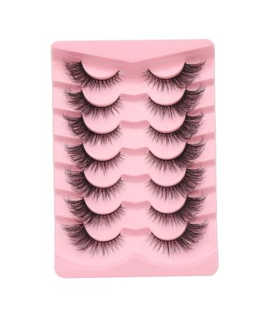 Fake Eyelashes 1 Pack/7 Pairs Fluffy Mink Lashes 3D Natural Look Wispy Eye Lashes Faulse Eyelashes Extension for Eye Makup Mink Lashes Lash Extension False Eyelashes Wispy Eye Lashes
